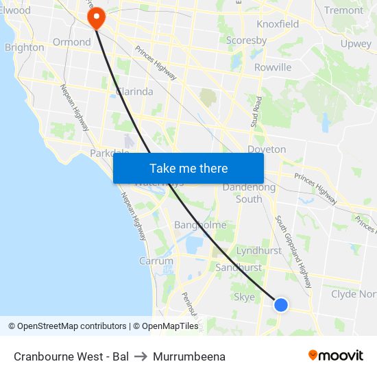 Cranbourne West - Bal to Murrumbeena map