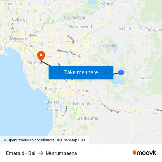 Emerald - Bal to Murrumbeena map