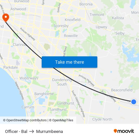 Officer - Bal to Murrumbeena map