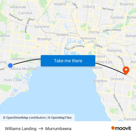 Williams Landing to Murrumbeena map