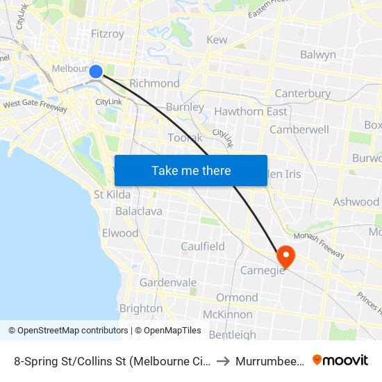 8-Spring St/Collins St (Melbourne City) to Murrumbeena map