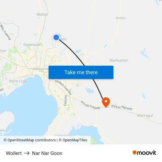 Wollert to Nar Nar Goon map