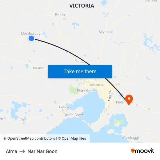 Alma to Nar Nar Goon map