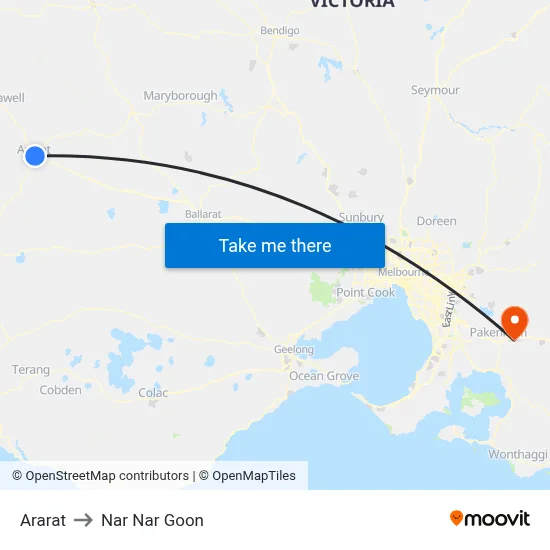 Ararat to Nar Nar Goon map