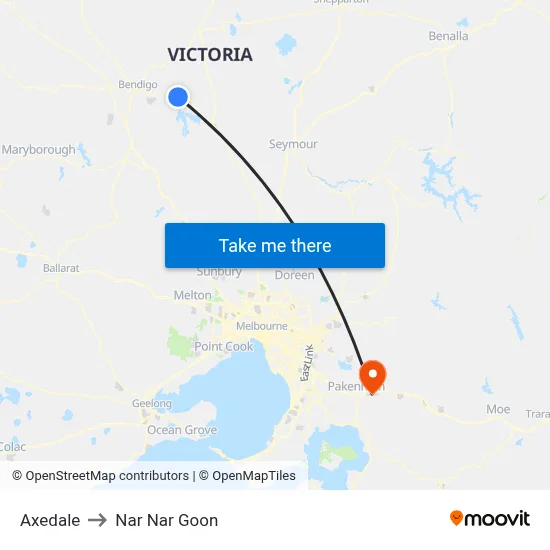 Axedale to Nar Nar Goon map