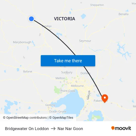 Bridgewater On Loddon to Nar Nar Goon map