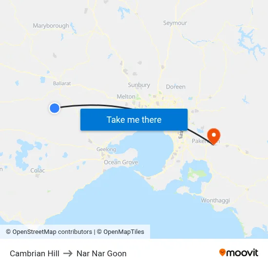 Cambrian Hill to Nar Nar Goon map