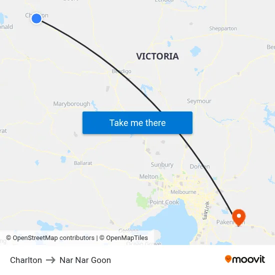 Charlton to Nar Nar Goon map