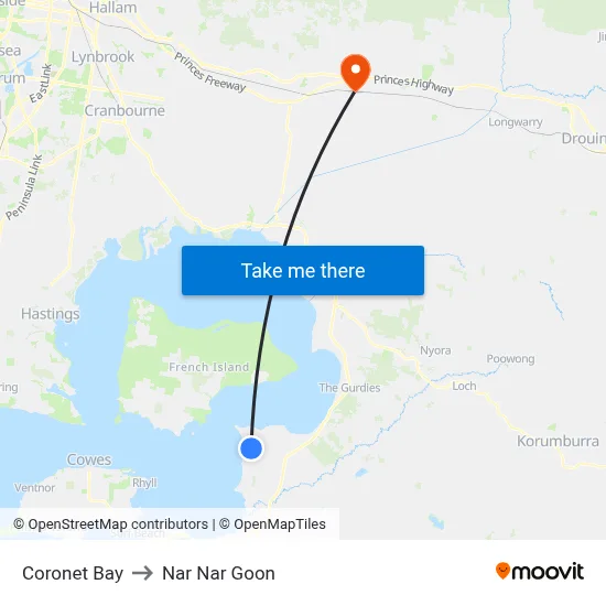 Coronet Bay to Nar Nar Goon map
