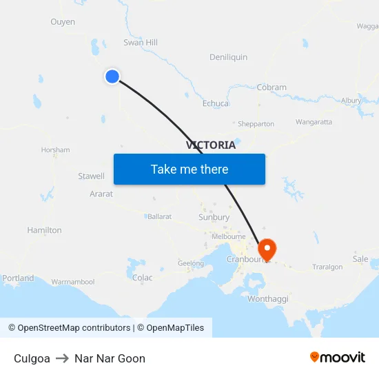 Culgoa to Nar Nar Goon map