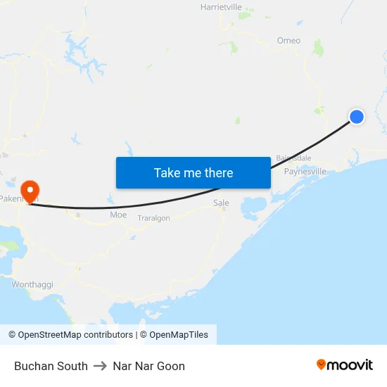 Buchan South to Nar Nar Goon map