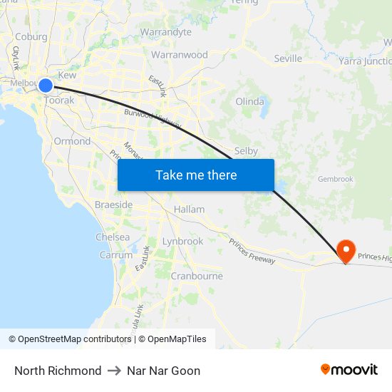 North Richmond to Nar Nar Goon map