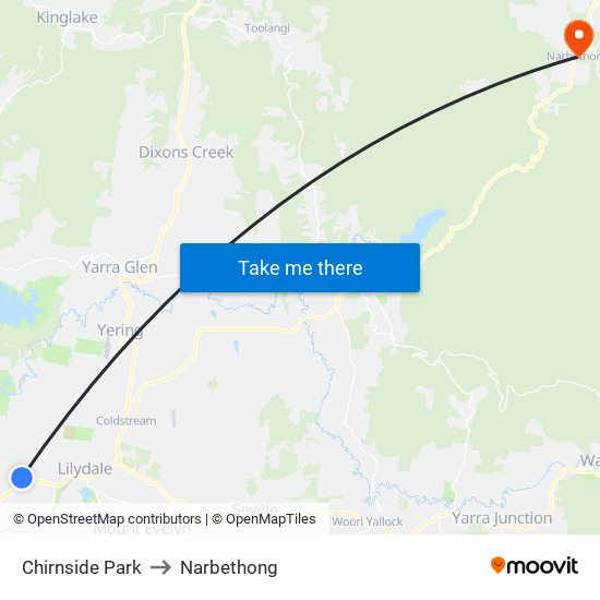 Chirnside Park to Narbethong map