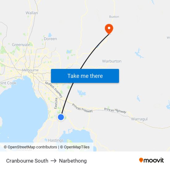 Cranbourne South to Narbethong map
