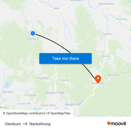 Glenburn to Narbethong map