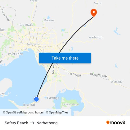 Safety Beach to Narbethong map