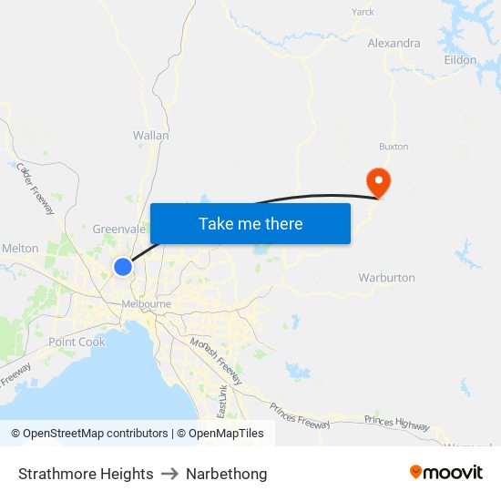 Strathmore Heights to Narbethong map