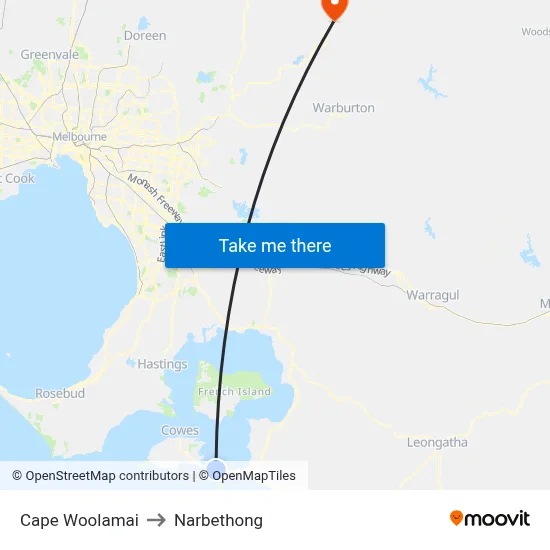 Cape Woolamai to Narbethong map