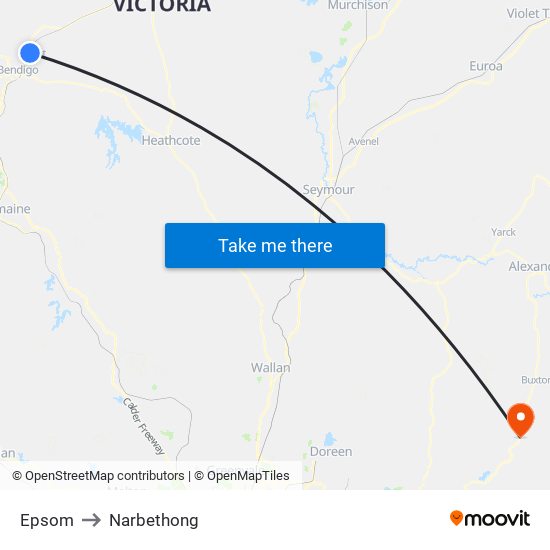 Epsom to Narbethong map