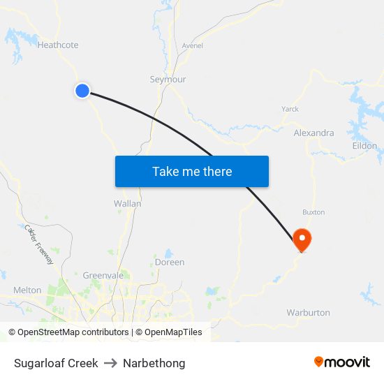 Sugarloaf Creek to Narbethong map