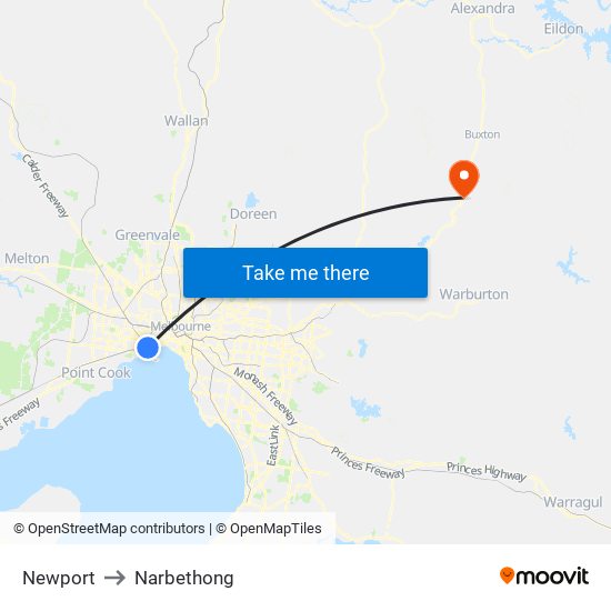 Newport to Narbethong map