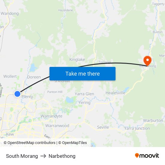 South Morang to Narbethong map