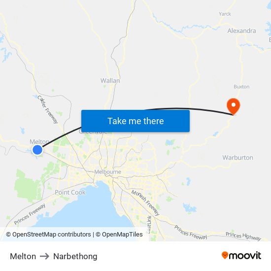 Melton to Narbethong map