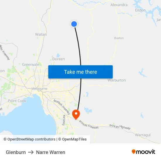 Glenburn to Narre Warren map