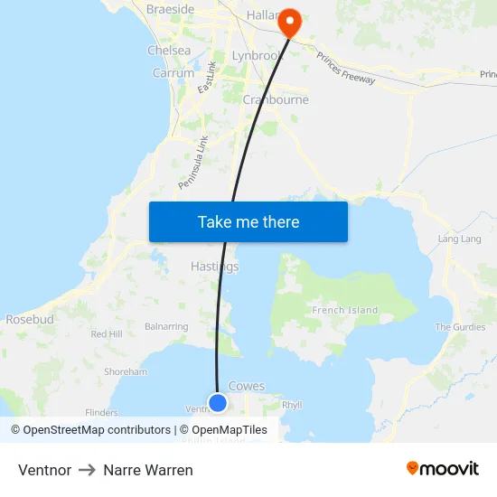 Ventnor to Narre Warren map