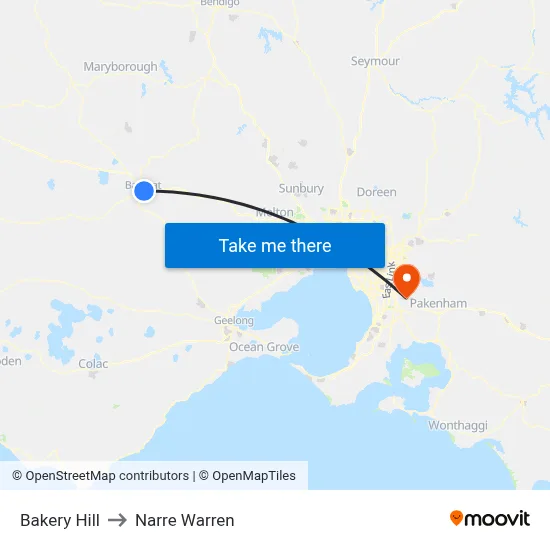 Bakery Hill to Narre Warren map