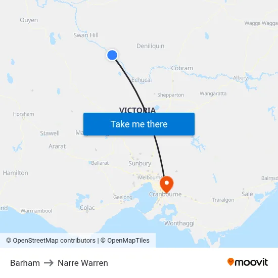 Barham to Narre Warren map