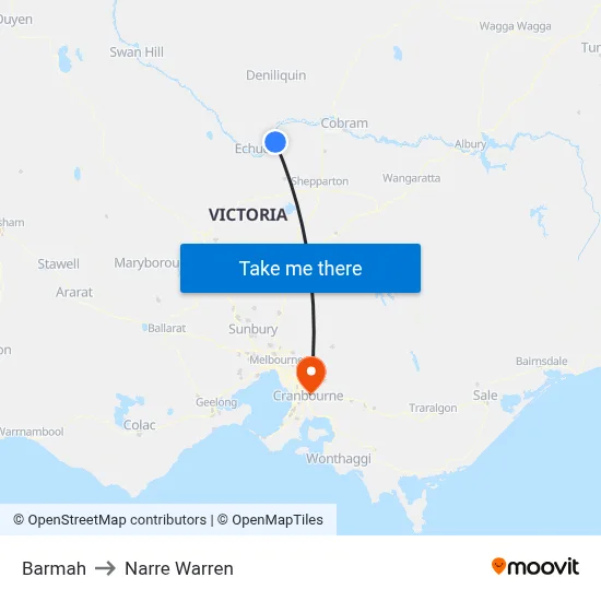 Barmah to Narre Warren map