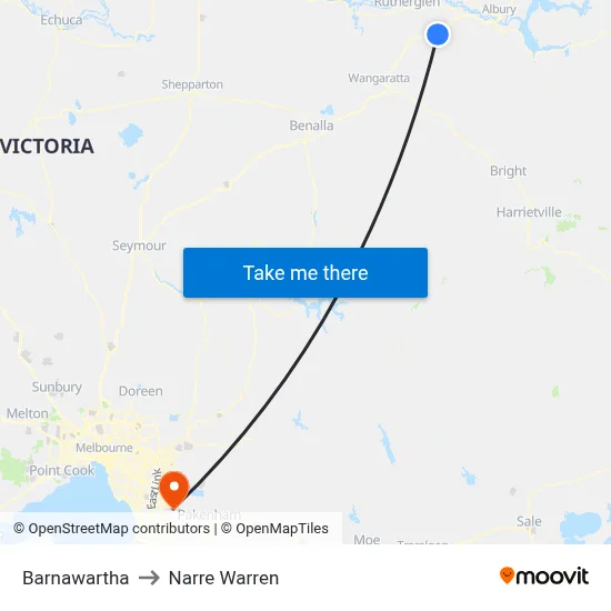 Barnawartha to Narre Warren map