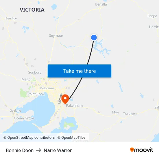 Bonnie Doon to Narre Warren map