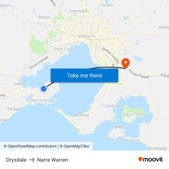 Drysdale to Narre Warren map