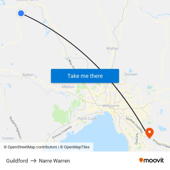 Guildford to Narre Warren map