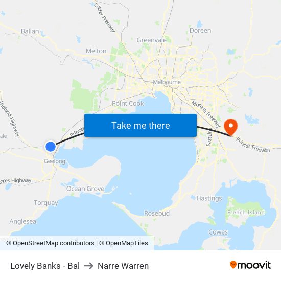 Lovely Banks - Bal to Narre Warren map