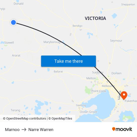 Marnoo to Narre Warren map