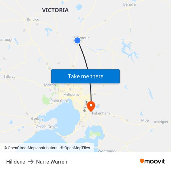 Hilldene to Narre Warren map