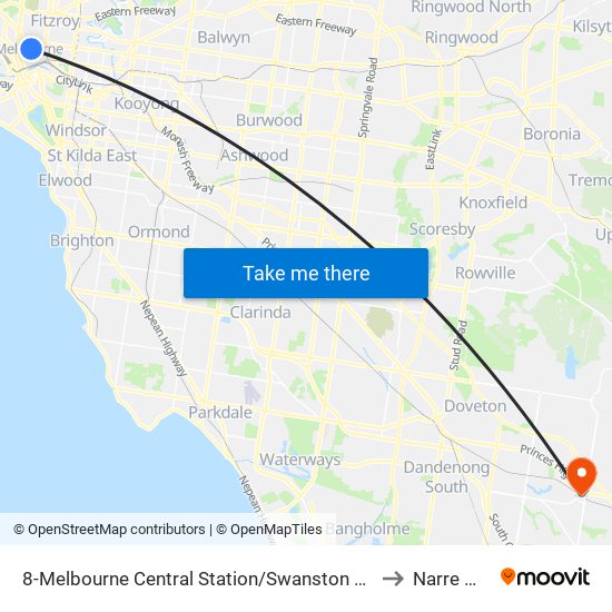 8-Melbourne Central Station/Swanston St (Melbourne City) to Narre Warren map