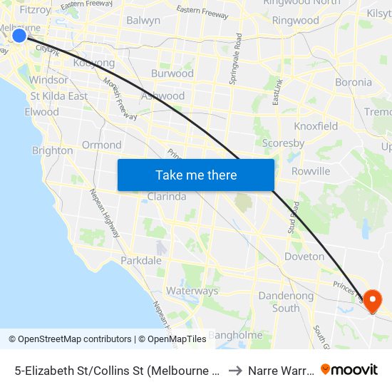 5-Elizabeth St/Collins St (Melbourne City) to Narre Warren map