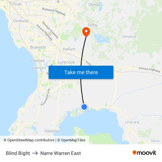 Blind Bight to Narre Warren East map