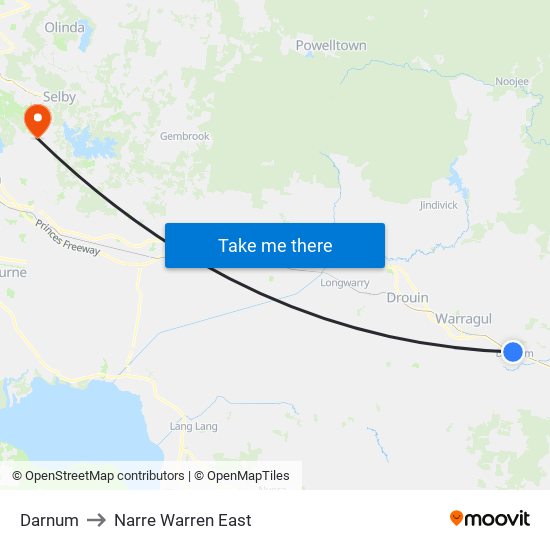 Darnum to Narre Warren East map