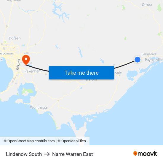 Lindenow South to Narre Warren East map