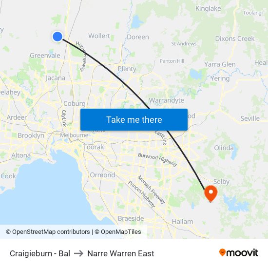 Craigieburn - Bal to Narre Warren East map