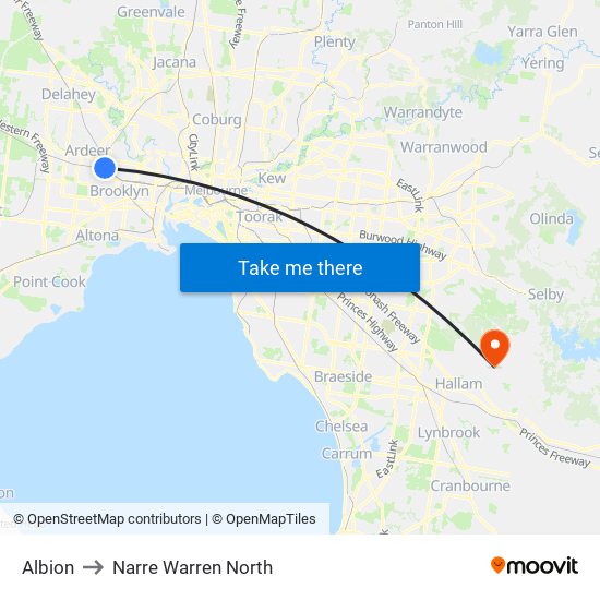 Albion to Narre Warren North map