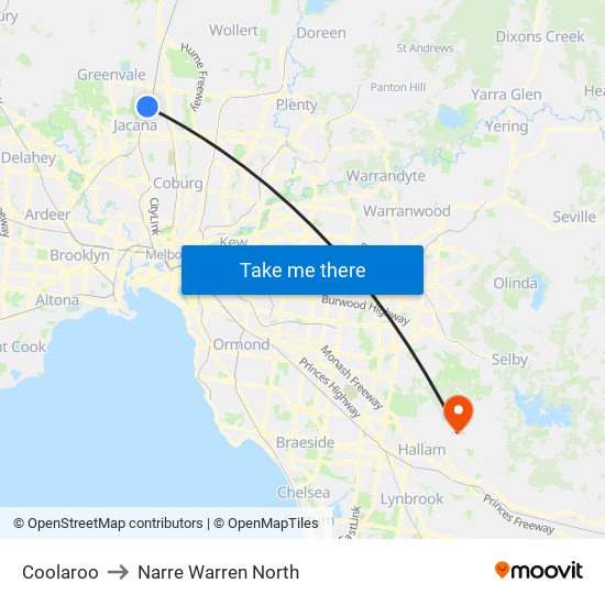 Coolaroo to Narre Warren North map