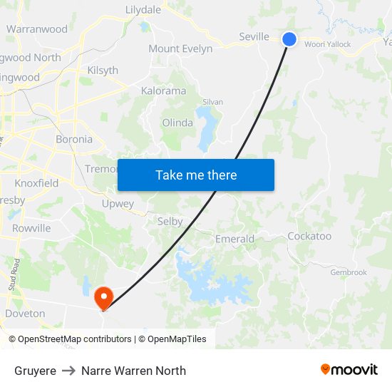 Gruyere to Narre Warren North map