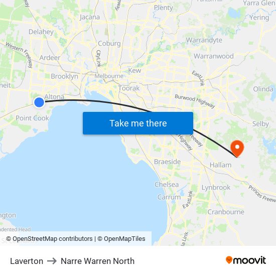 Laverton to Narre Warren North map