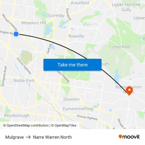 Mulgrave to Narre Warren North map